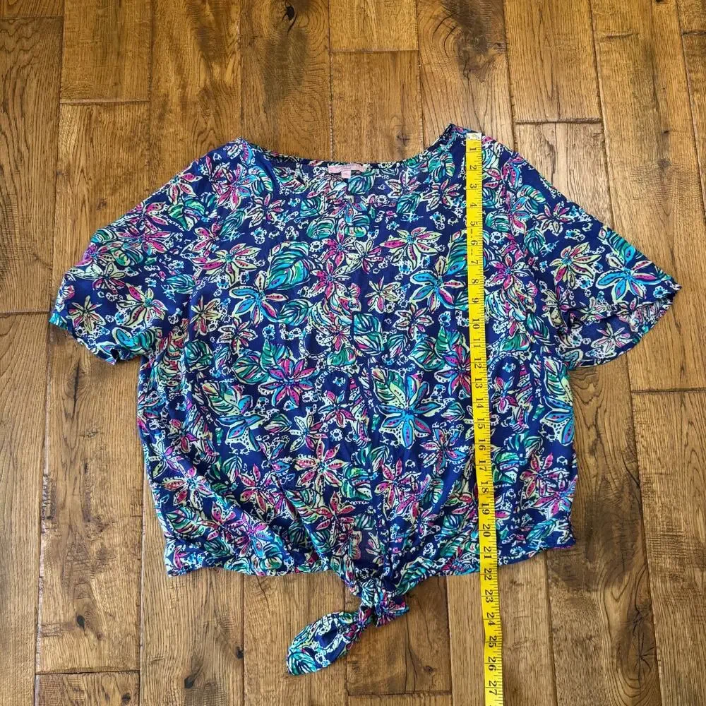 St. Tropez West Floral Tie Front Blouse and Navy Sunny Leigh Palazzo Pants XL